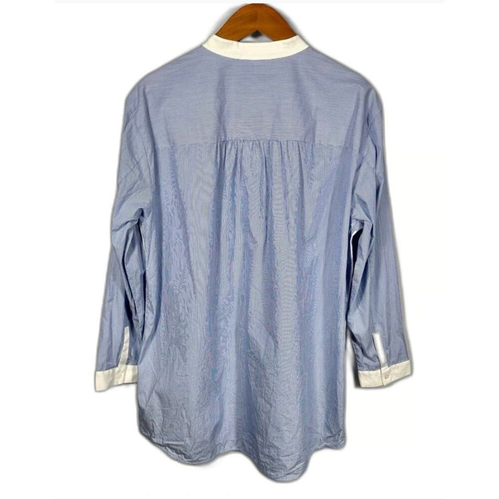 Lafayette 148 New York Pinstripe Chambray Tunic Blouse XL - Picture 2 of 6
